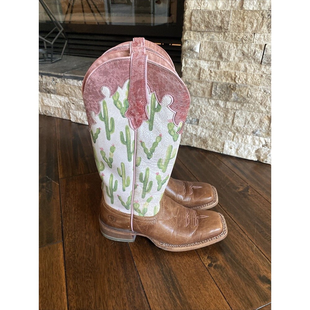 Ariat Fonda Cactus Western Cowboy Boot Square Toe Size 6b